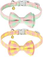 🐶 stylish plaid dog bowtie collars for small dogs - 2 pack adjustable cute collars with bell charm for girls by pupteck logo