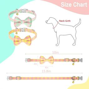 img 3 attached to 🐶 Stylish Plaid Dog Bowtie Collars for Small Dogs - 2 Pack Adjustable Cute Collars with Bell Charm for Girls by PUPTECK