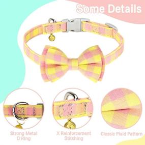 img 1 attached to 🐶 Stylish Plaid Dog Bowtie Collars for Small Dogs - 2 Pack Adjustable Cute Collars with Bell Charm for Girls by PUPTECK