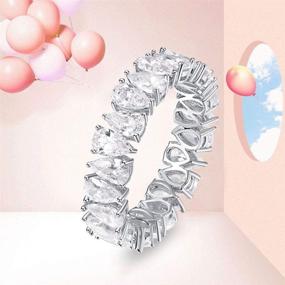 img 1 attached to 💍 Великолепное обручальное кольцо Exquisite AVECON с огранкой «груша» из стерлингового серебра – обручальное кольцо из белого кубического циркона для женщин размером 5-9