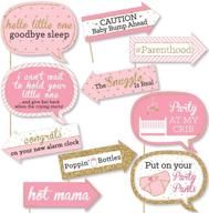 📸 capture the joy with big dot of happiness funny pink and gold - hello little one - girl baby shower photo booth props kit - 10 piece logo