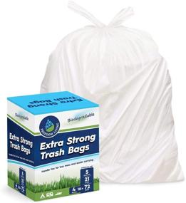 img 4 attached to 🌿 Premium Biodegradable Heavy Duty White Trash Bags - Handle Ties for Kitchen, Yard, Lawn, Contractor, Janitorial or Office - 5 Gallon, 4 Rolls, 72 Count