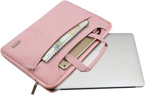 img 3 attached to 👜 MOSISO Pink Laptop Shoulder Bag: Compatible with MacBook Pro/Air 13 inch, 13-13.3 inch Notebook Computer, Polyester Sleeve with Back Trolley Belt