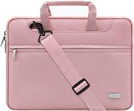 👜 mosiso pink laptop shoulder bag: compatible with macbook pro/air 13 inch, 13-13.3 inch notebook computer, polyester sleeve with back trolley belt logo