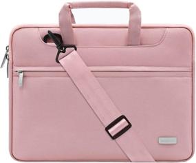 img 4 attached to 👜 MOSISO Pink Laptop Shoulder Bag: Compatible with MacBook Pro/Air 13 inch, 13-13.3 inch Notebook Computer, Polyester Sleeve with Back Trolley Belt