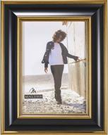 🖼️ malden international designs black & gold fashion wood picture frame - 5x7, elegant black finish логотип