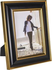 img 3 attached to 🖼️ Malden International Designs Black & Gold Fashion Wood Picture Frame - 5x7, Elegant Black Finish