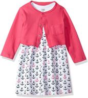 luvable friends baby and toddler girl dress set with cardigan logo