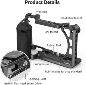 img 3 attached to 📸 SMALLRIG Camera Cage with Silicone Handgrip & Cold Shoe Mount for Sony a6100, a6300, a6400 - 3164