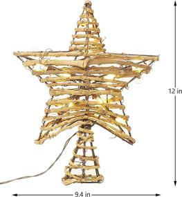 img 1 attached to 🎄 DR.DUDU Christmas Tree Topper, 9.4-inch X 12-inch Natural Rattan Christmas Star Tree Topper with 10 LED Lights, Rustic Prelit Xmas Tree Star Topper for Holiday Decoration