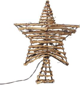 img 3 attached to 🎄 DR.DUDU Christmas Tree Topper, 9.4-inch X 12-inch Natural Rattan Christmas Star Tree Topper with 10 LED Lights, Rustic Prelit Xmas Tree Star Topper for Holiday Decoration