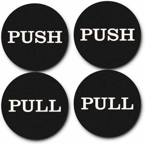 img 1 attached to 🚪 2-Inch Round Push Pull Door Signs (Black) - 2 Sets (4pcs) - Enhanced SEO