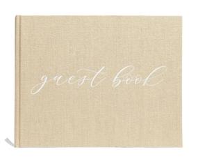 img 4 attached to Linen Beige Wedding Guest Book with White Script - Elegant & Rustic Decor for Simple Weddings, Bridal Showers & Ivory-themed Events