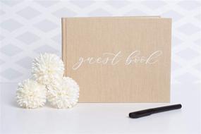 img 3 attached to Linen Beige Wedding Guest Book with White Script - Elegant & Rustic Decor for Simple Weddings, Bridal Showers & Ivory-themed Events