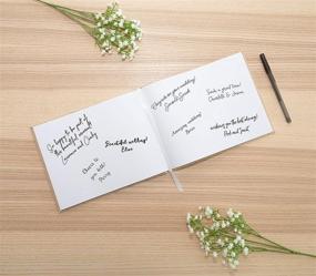 img 1 attached to Linen Beige Wedding Guest Book with White Script - Elegant & Rustic Decor for Simple Weddings, Bridal Showers & Ivory-themed Events