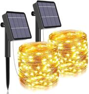 🌞 solar fairy lights outdoor, 480 led total & 160 ft ultra long starbright solar string lights with 1200 mah battery backup, 8 modes solar lights for garden patio yard party decoration (2pack- warm white) logo