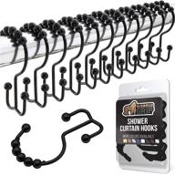 🦍 gorilla grip shower curtain hooks - set of 12 stainless steel rust resistant rings for bathroom hanging rods logo