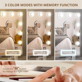 img 3 attached to LEXKUYI Large Vanity Mirror with Lights - Hollywood Lighted Makeup Mirror, 3 Color Modes - Bedroom, Tabletop or Wall-Mounted, Smart LED Mirrors - USB A&C Charging Port, 10X Magnification