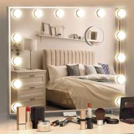 lexkuyi large vanity mirror with lights - hollywood lighted makeup mirror, 3 color modes - bedroom, tabletop or wall-mounted, smart led mirrors - usb a&c charging port, 10x magnification logo