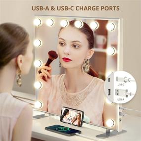 img 1 attached to LEXKUYI Large Vanity Mirror with Lights - Hollywood Lighted Makeup Mirror, 3 Color Modes - Bedroom, Tabletop or Wall-Mounted, Smart LED Mirrors - USB A&C Charging Port, 10X Magnification