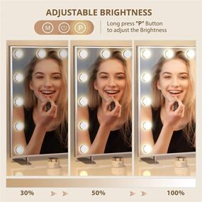 img 2 attached to LEXKUYI Large Vanity Mirror with Lights - Hollywood Lighted Makeup Mirror, 3 Color Modes - Bedroom, Tabletop or Wall-Mounted, Smart LED Mirrors - USB A&C Charging Port, 10X Magnification