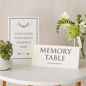 img 4 attached to 🕊️ ANGEL & DOVE Set of 2 Card Signs: 'Memory Table' & 'Please Share Your Special Memories Here' in Ivory - Perfect for Funeral Condolence Book, Memorial, Celebration of Life