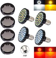 🔦 pbymt 2-inch bullet 1157 turn signal light led smd bulb with smoke lens cover - compatible for harley sportster softail touring street glide road king 1997-2021 - front and rear light logo
