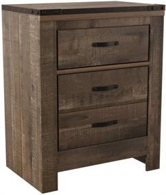 img 2 attached to 🔌 Trinell Rustic Nightstand with USB Charging - Signature Design by Ashley, Warm Brown