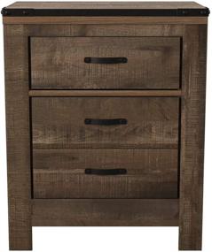 img 3 attached to 🔌 Trinell Rustic Nightstand with USB Charging - Signature Design by Ashley, Warm Brown