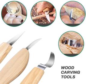 img 2 attached to 🔪 Allnice Wood Carving Tools 5 in 1 Carving Set- Perfect for Beginners and Professionals: Includes Carving Hook Knife, Whittling Knife, Chip Carving Knife, Carving Knife Sharpener and more!