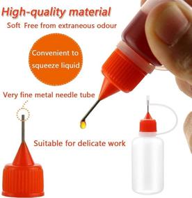 img 2 attached to 🖌️ Needle Tip Glue Bottles 30 Pack - 1oz/30ml Translucent Precision Applicator Bottle with 6 Color Tips and 6 Mini Funnels - Ideal for Acrylic Painting, Ink, and Liquid Crafts