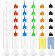 🖌️ needle tip glue bottles 30 pack - 1oz/30ml translucent precision applicator bottle with 6 color tips and 6 mini funnels - ideal for acrylic painting, ink, and liquid crafts logo