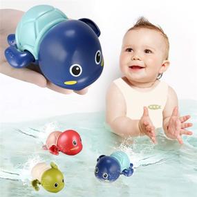 img 4 attached to 🐢 TOHIBEE Игрушки для ванны: 3-пакетный набор милых плавающих черепах для детей от 1 до 3 лет - идеальные игрушки для ванной с механизмом подзавода для малышей и дошкольников