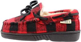 img 3 attached to NORTY Toddler-Little Kid-Big Kid Fleece Buffalo Plaid Moccasin Slippers - Fits Small, Recommend Ordering 2 Sizes Up