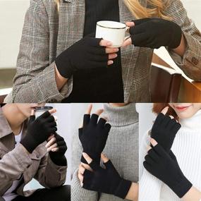 img 2 attached to 🧤 Finger Touchscreen Stretchy Mittens: The Ultimate Fingerless Solution for Tech-Savvy Individuals