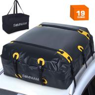 🚗 simniam 19 cubic feet car roof bag & rooftop cargo carrier - 700d pvc anti-tear double zipper car rooftop bag with storage bag, 10 reinforced straps, fits most vehicles with rack (no slip mat & no hook) - enhanced seo logo