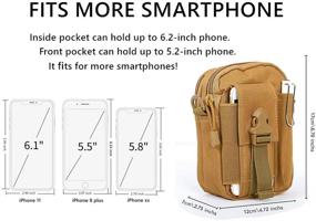 img 2 attached to 📱 Tactical Pouch for EDC, Multi-functional Belt Bag with Cell Phone Holster, Compatible with iPhone, Samsung Galaxy, LG, and Other Phones under 6.2 inches, in Khaki