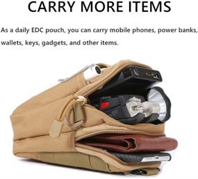 img 1 attached to 📱 Tactical Pouch for EDC, Multi-functional Belt Bag with Cell Phone Holster, Compatible with iPhone, Samsung Galaxy, LG, and Other Phones under 6.2 inches, in Khaki