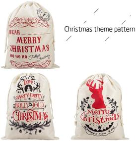 img 3 attached to ANPHSIN Pack of 3 Large Christmas Santa Sacks – 25 × 🎅 18 inches Personalized Burlap Canvas Xmas Gift Bags with Drawstring for Children Kids