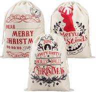 anphsin pack of 3 large christmas santa sacks – 25 × 🎅 18 inches personalized burlap canvas xmas gift bags with drawstring for children kids logo