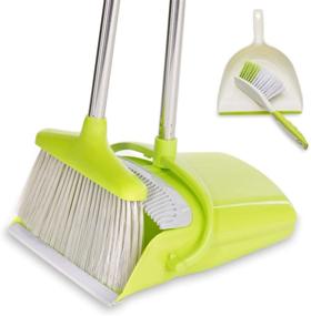 img 4 attached to BristleComb Broom and Dustpan Set: Adjustable Handle Length - A Complete Cleaning Solution with Hand Brush, Dustpan Combo - Lightweight and Upright Stand - Ideal for Kitchen, Home, and Lobby (Green)