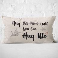 hug this pillow until you can hug me - long distance relationship gifts, couples gift for boyfriend, anniversary, wedding - 20x12 inch love cushion case for sofa bed логотип