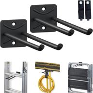 🔧 heavy duty garage wall mount organizer hooks - ladder storage hangers for chairs, brooms, tires, and more. includes storage straps for heavy cords. efficiently maximize space in yard, shed, or garage. logo