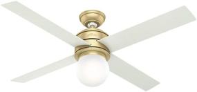 img 2 attached to The Ultimate Hunter Hepburn Indoor Ceiling Fan: 52'' Modern Brass Design with LED Light and Wall Control