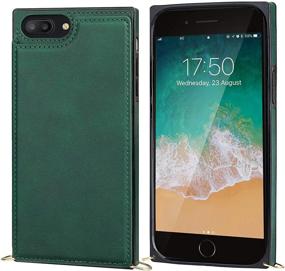 img 2 attached to 📱 Bocasal Crossbody Wallet Case for iPhone 7 Plus/8 Plus: Green PU Leather Credit Card Holder with Detachable Strap and Kickstand