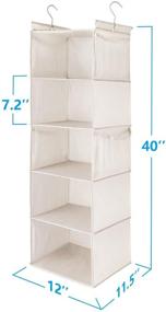 img 3 attached to 👕 Maximize Your Closet Space with MAX Houser 5 Shelf Hanging Closet Organizer: Foldable Beige Cloth Shelves with Side Pockets