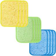 🧽 celox 12 pack dual-sided scrub & wipe sponge pad, natural cellulose sponge with non-scratch, multi-purpose dish & kitchen sponges - absorbent and long lasting, ideal size: 5.7" x 3.9 logo