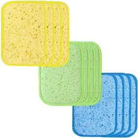 img 4 attached to 🧽 CELOX 12 Pack Dual-Sided Scrub & Wipe Sponge Pad, Natural Cellulose Sponge with Non-Scratch, Multi-Purpose Dish & Kitchen Sponges - Absorbent and Long Lasting, Ideal Size: 5.7" x 3.9