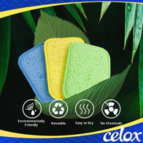 img 2 attached to 🧽 CELOX 12 Pack Dual-Sided Scrub & Wipe Sponge Pad, Natural Cellulose Sponge with Non-Scratch, Multi-Purpose Dish & Kitchen Sponges - Absorbent and Long Lasting, Ideal Size: 5.7" x 3.9