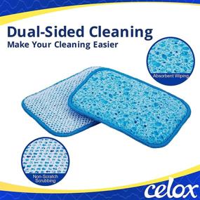 img 3 attached to 🧽 CELOX 12 Pack Dual-Sided Scrub & Wipe Sponge Pad, Natural Cellulose Sponge with Non-Scratch, Multi-Purpose Dish & Kitchen Sponges - Absorbent and Long Lasting, Ideal Size: 5.7" x 3.9